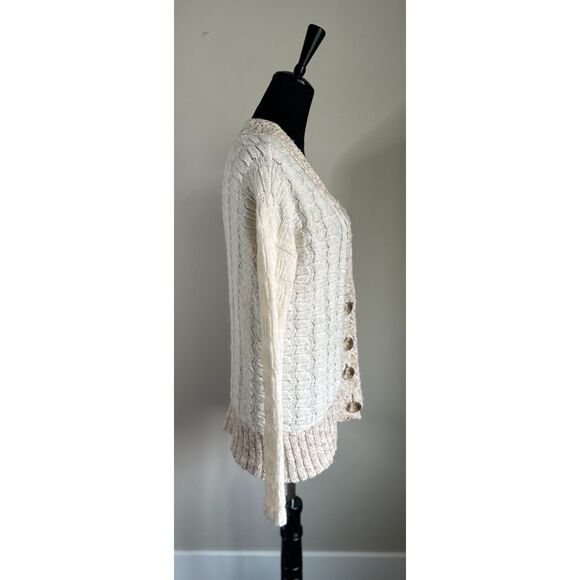 FREE PEOPLE Women's Cream Bumpy Road Long Line Cable Knit Cardigan Size XS - Picture 5 of 7